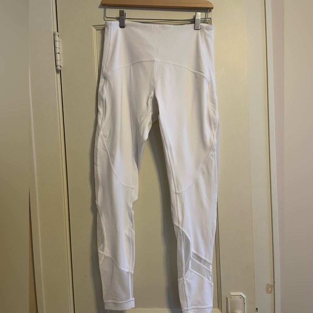 Lululemon leggings with mesh insets, size 10